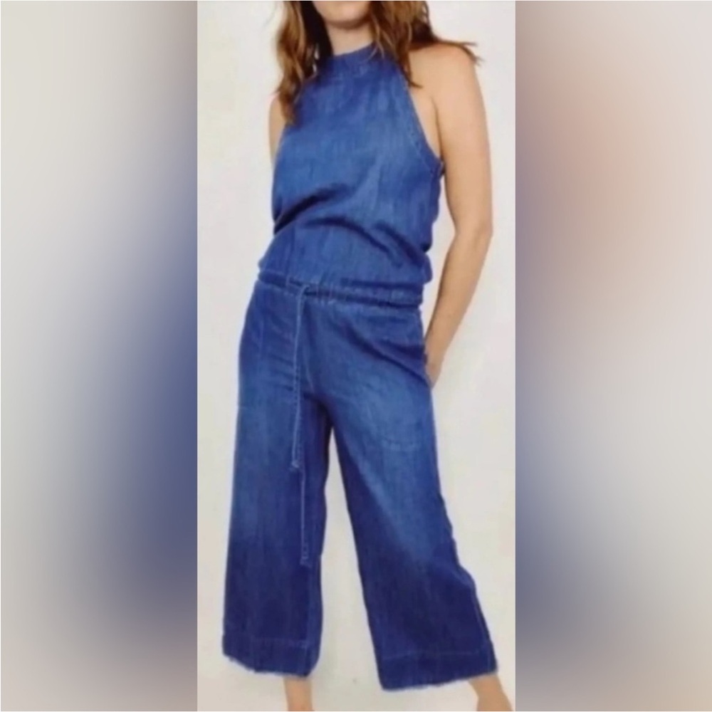 CLOTH & STONE DENIM WIDE LEG JUMPSUIT